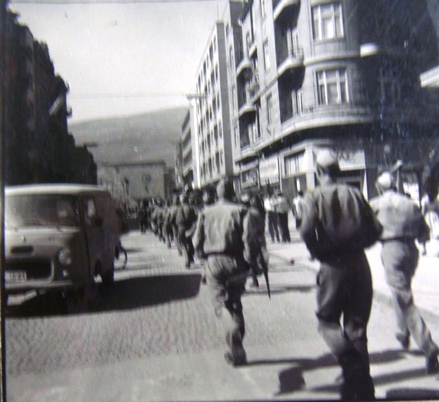 Marshal Tito Street in Skopje (Yugoslav People's Army provide support after 29 July 1963 earthquake)