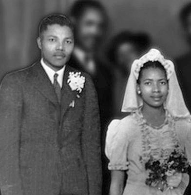 Mandela and Evelyn in July 1944, at Walter and Albertina Sisulu's wedding party in the Bantu Men's Social Centre.
