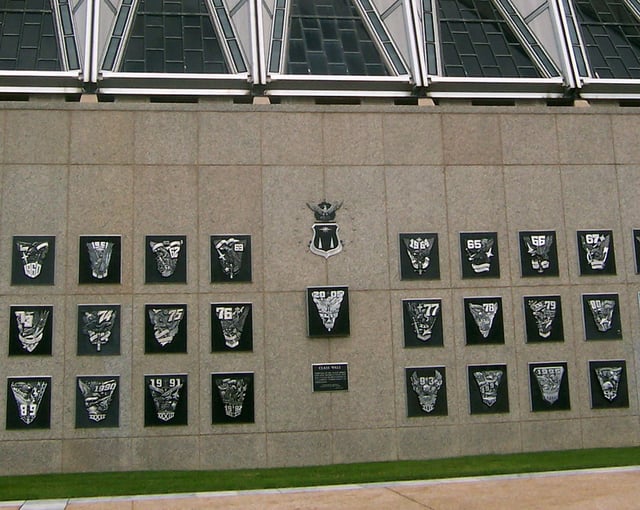 The Class Wall is located just below the Cadet Chapel
