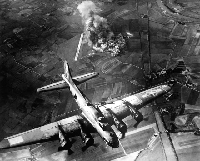 American 8th Air Force Boeing B-17 Flying Fortress bombing raid on the Focke-Wulf factory in Germany, 9 October 1943