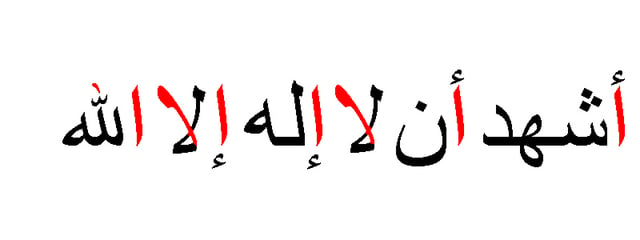 The Shahadah - "I testify that there is no god (ilah) but (the) God (Allah)", the creed of Islam.