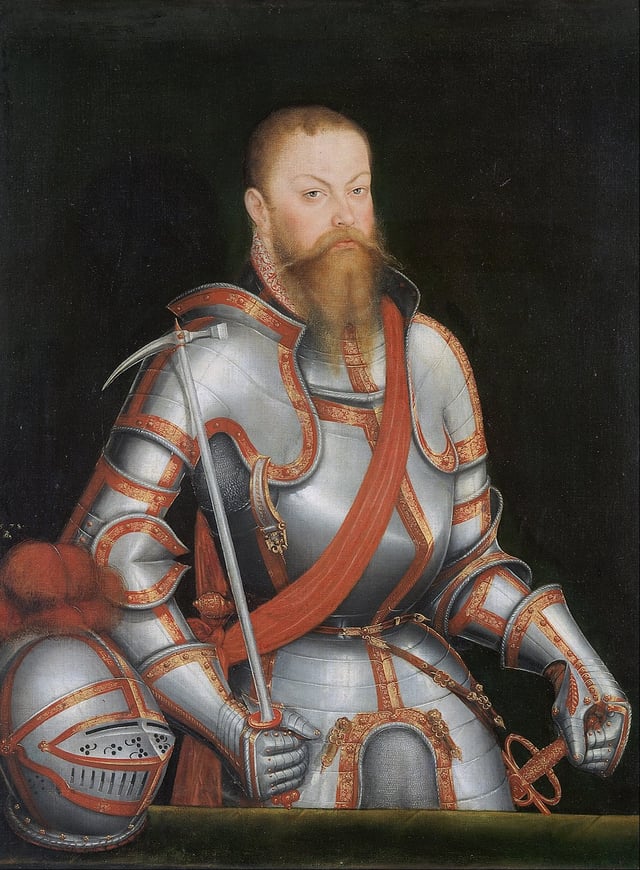 Portrait of Maurice in armour, by Lucas Cranach the Younger.