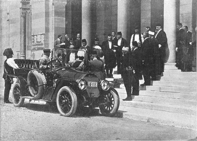Archduke Franz Ferdinand of Austria arrives at the city hall on the day of his assassination, 28 June 1914