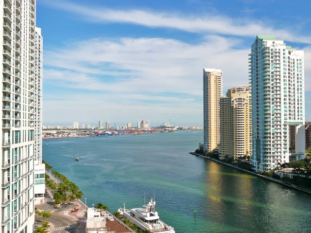 The mouth of the Miami River at Brickell Key