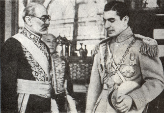 Mohammad Ali Foroughi (left) with Mohammad Reza Shah