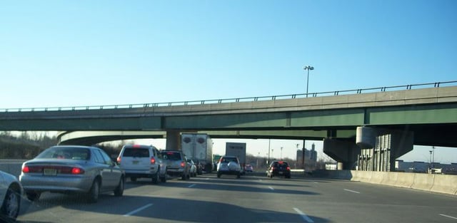 The intersection of Route 17 and Route 4, at the commercial hub of Bergen County.