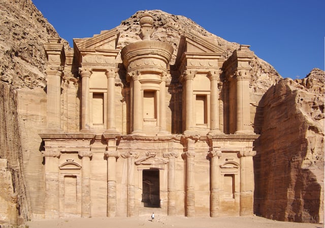 The archaeological vestiges of Mada'in Salih are often compared with those of Petra (above), the Nabatean capital situated 500 km (310 mi) north-west of Mada'in Salih