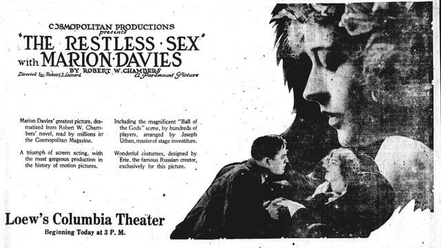 The Restless Sex Ad featuring Erté as costume designer.