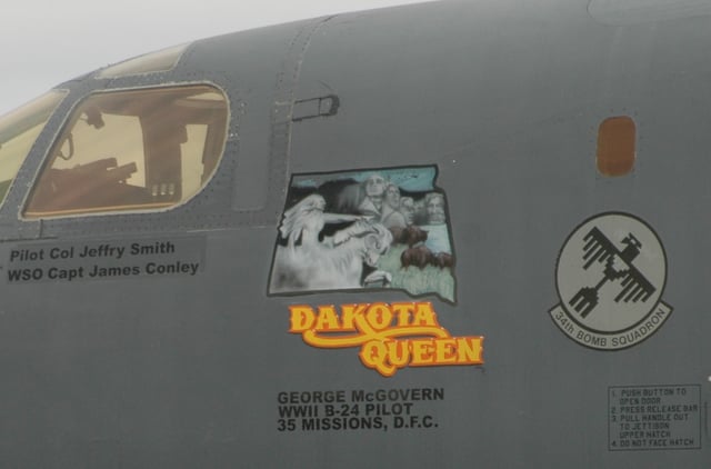 Nose art on a B-1 Lancer seen in 2007 commemorating McGovern's service as a B-24 pilot