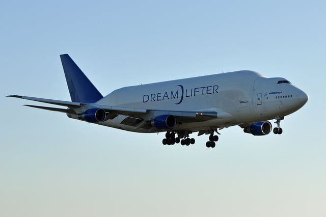 The Boeing Dreamlifter, a modified 747-400, first flew on September 9, 2006
