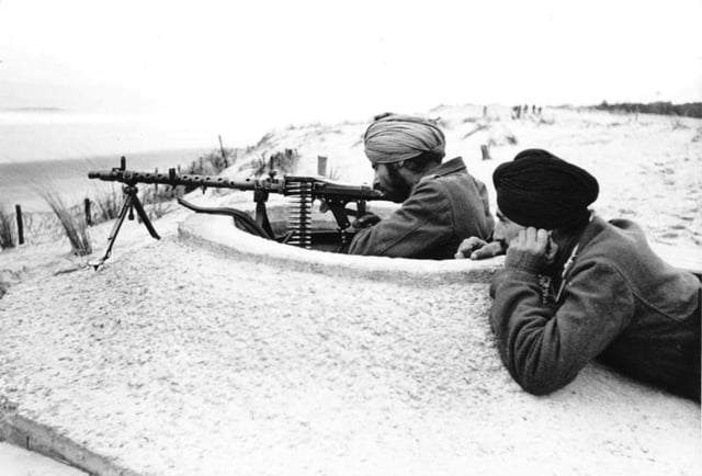 Indian Legion troops of the Waffen-SS guard the Atlantic Wall in Bordeaux, 21 March 1944