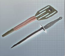 Representation of the knife used by the OSS with its distinctive scabbard. Collection of the CIA Museum.