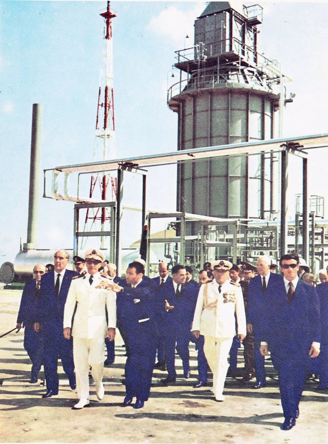The Shah visiting the Kharg Petrochemical Complex, 1970
