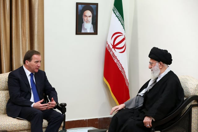 Current prime minister, Stefan Löfven, in meeting with Ali Khamenei, Supreme Leader of Iran