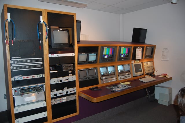 A television studio production control room in Olympia, Washington, August 2008.