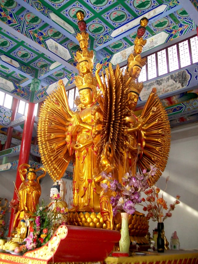 Thousand-armed Avalokiteśvara. Guanyin women's vihara, Anhui, China