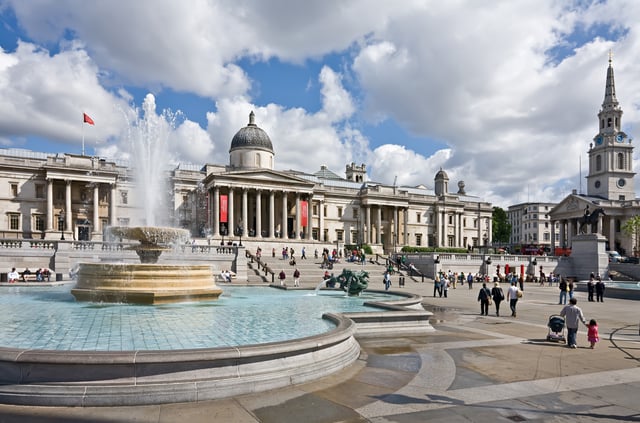 Trafalgar Square has an area of about one hectare.