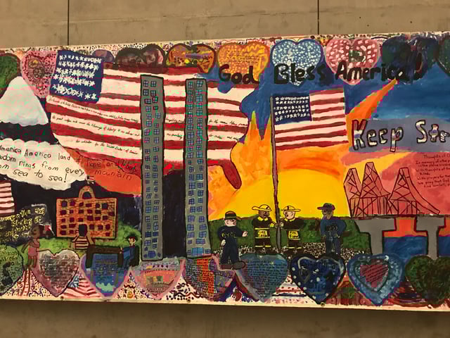 Painting of World Trade Center on display in the museum