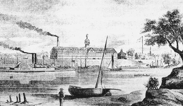 Colt's Armory from an 1857 engraving viewed from the east