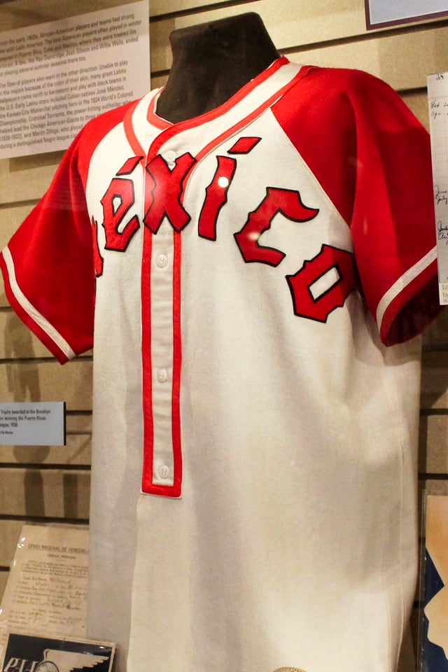 Team jersey from c. 1945 at the Baseball Hall of Fame