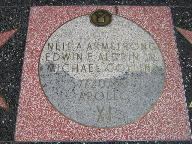 One of the four monuments recognizing the Apollo 11 astronauts at the corners of Hollywood and Vine