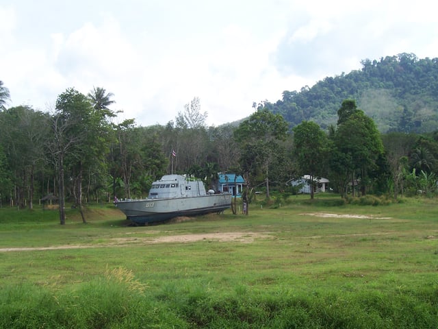 Thai Navy boat stranded almost 2 km inland