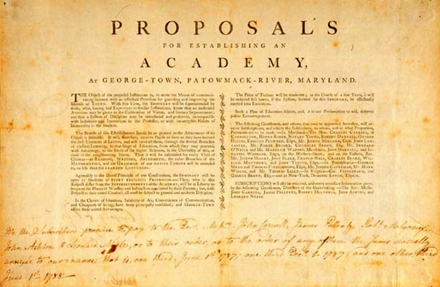 The proposal for a school at Georgetown was conceived in 1787, after the American Revolution allowed for the free practice of religion.