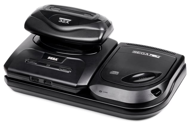 Genesis model 2 with the Sega CD 2 and 32X add-ons attached