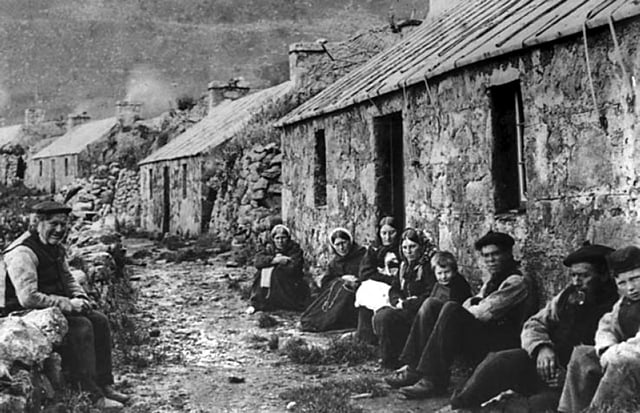 St. Kildans sitting on the village street, 1886
