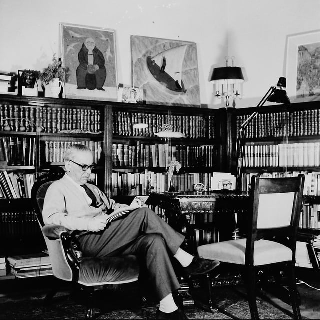 Ivo Andrić, Serbian writer and the 1961 winner of the Nobel Prize in Literature, in his home in Belgrade