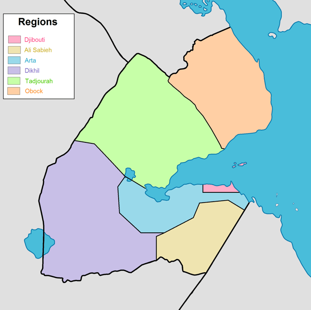 A map of Djibouti's regions.