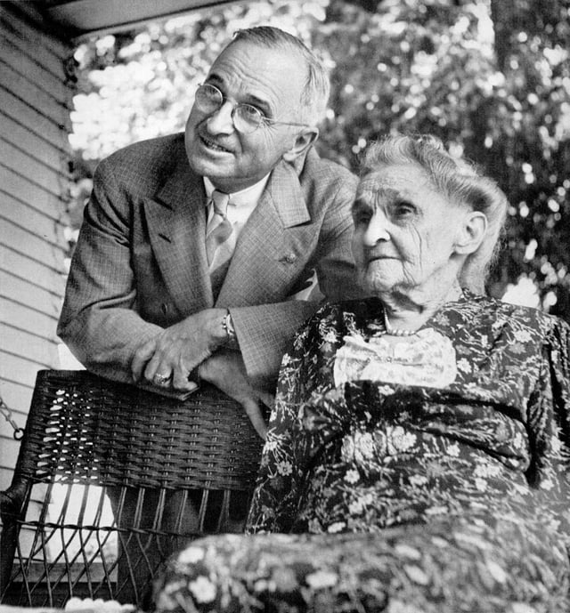 Truman visits his mother in Grandview, Missouri, after being nominated the Democratic candidate for vice president, July 1944
