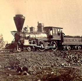 The Gov. Stanford, a 4-4-0 (using Whyte notation) locomotive typical of 19th-century American practice