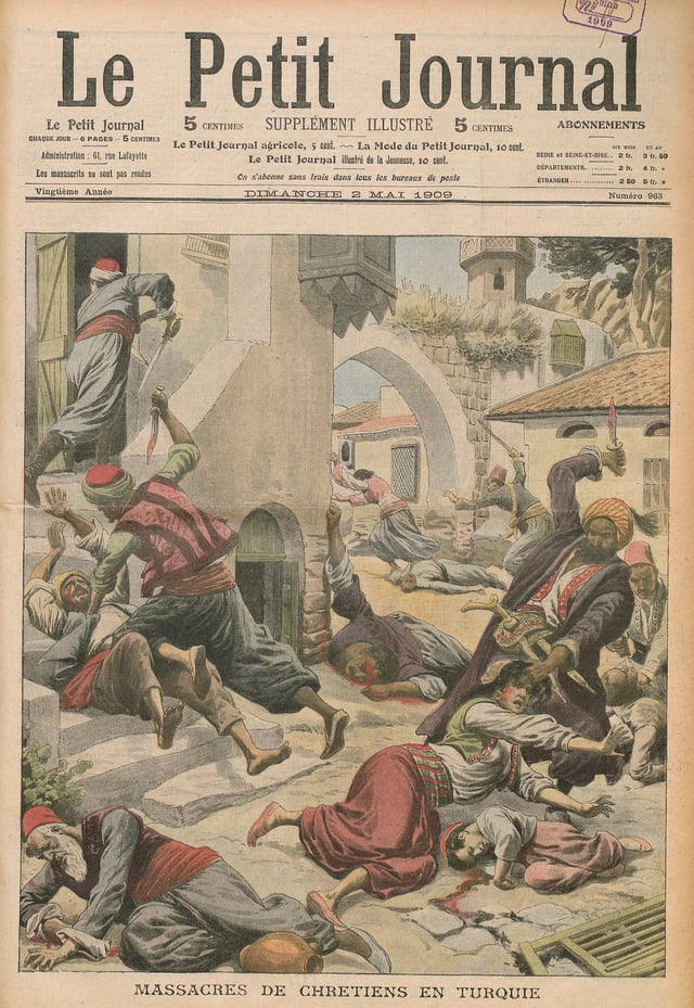 A massacre of Armenians and Assyrians in the city of Adana, Ottoman Empire, April 1909