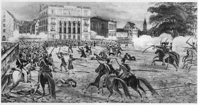 Fighting on the Paradeplatz during the Züriputsch