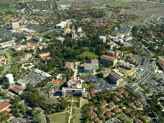 UCI's core campus and surrounding areas. Aldrich Park is in the center.