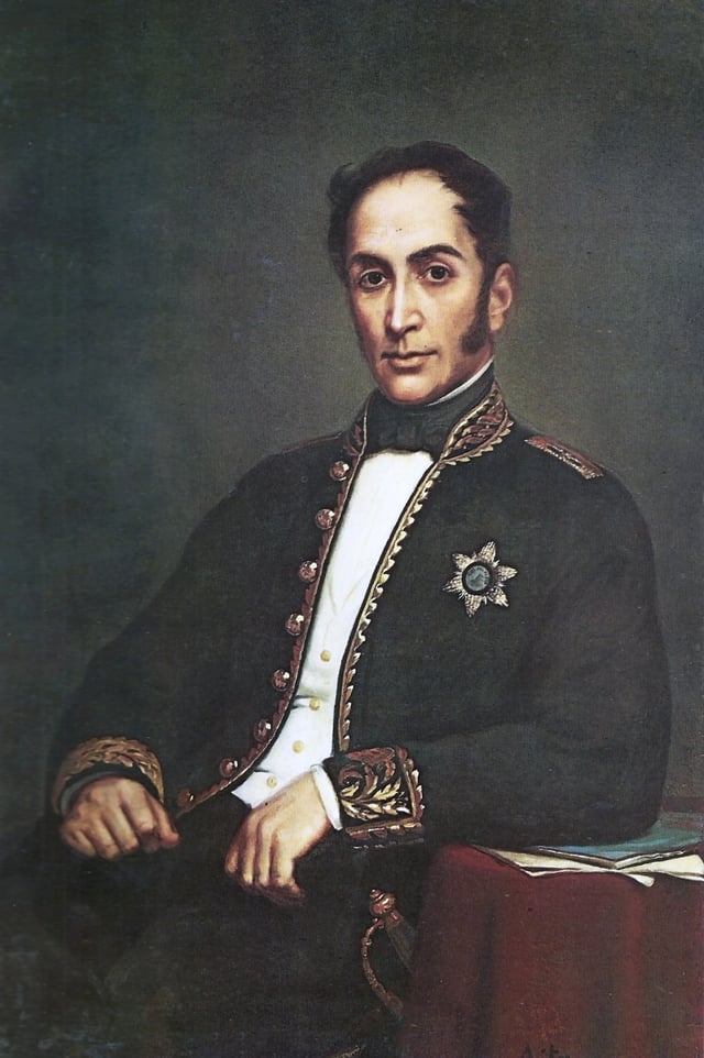 El Libertador (Bolívar diplomático), 1860. Oil on canvas 107 × 69 by Aita (pseudonym of Rita Matilde de la Peñuela, 1840-?), Located in the art collection of the Central Bank of Venezuela.