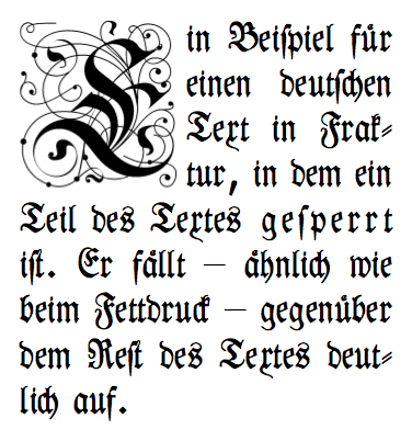 An example of sperrsatz*]]* Note wider spacing of the wordgesperrt ("letterspaced").