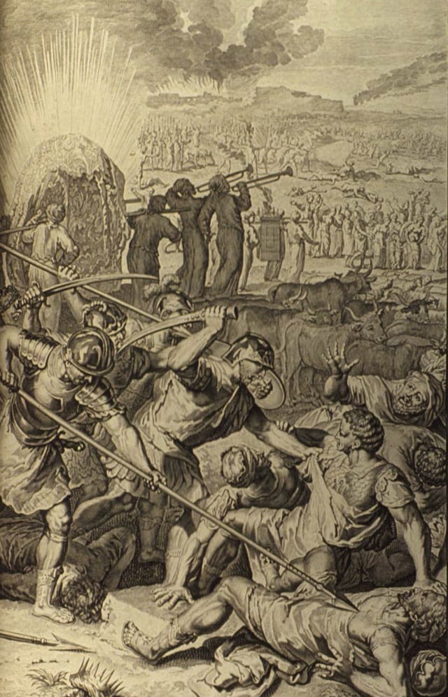 Five kings of Midian slain by Israel (illustration from the 1728 Figures de la Bible)