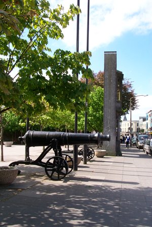 Cannon at Eyre Square, Galway The cannons were presented to the Connaught Rangers at the end of the Crimean War (1854–1856) in recognition of their military achievements. These cannons have since been moved to Galway City Hall.