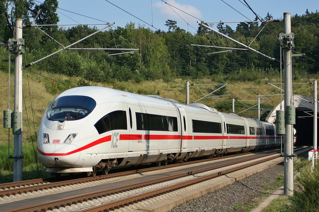 A Siemens Velaro high speed train in service on the Köln–Frankfurt high-speed rail line