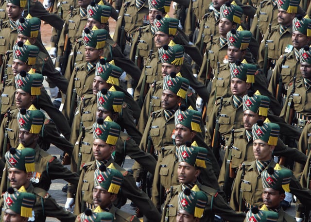 Soldiers of the Madras Regiment during a Republic Day Parade