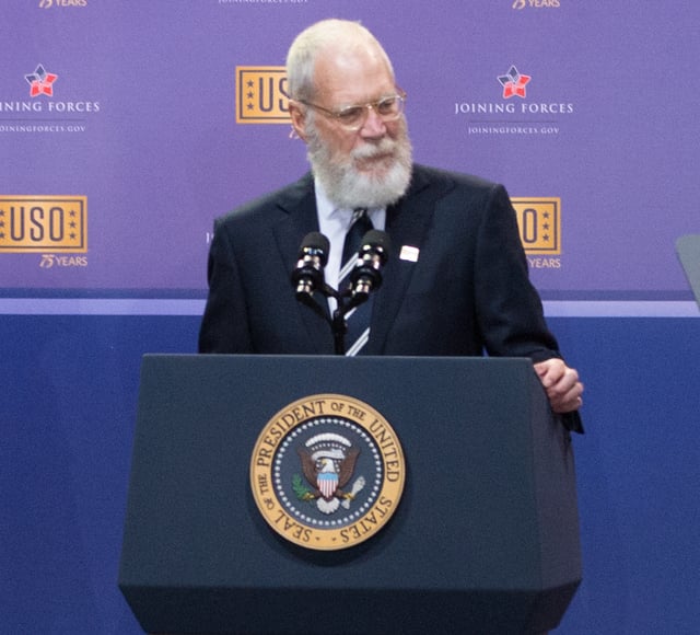 Letterman at the 75th anniversary of the USO and the 5th anniversary of Joining Forces in 2016