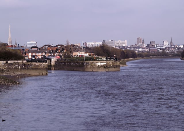 The River Ribble, with the dock entrance to the left