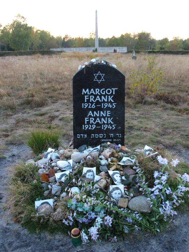 Memorial for Margot and Anne Frank at the former Bergen-Belsen site
