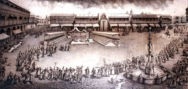 Auto-da-fé, Plaza Mayor in Lima, Viceroyalty of Peru, 17th century