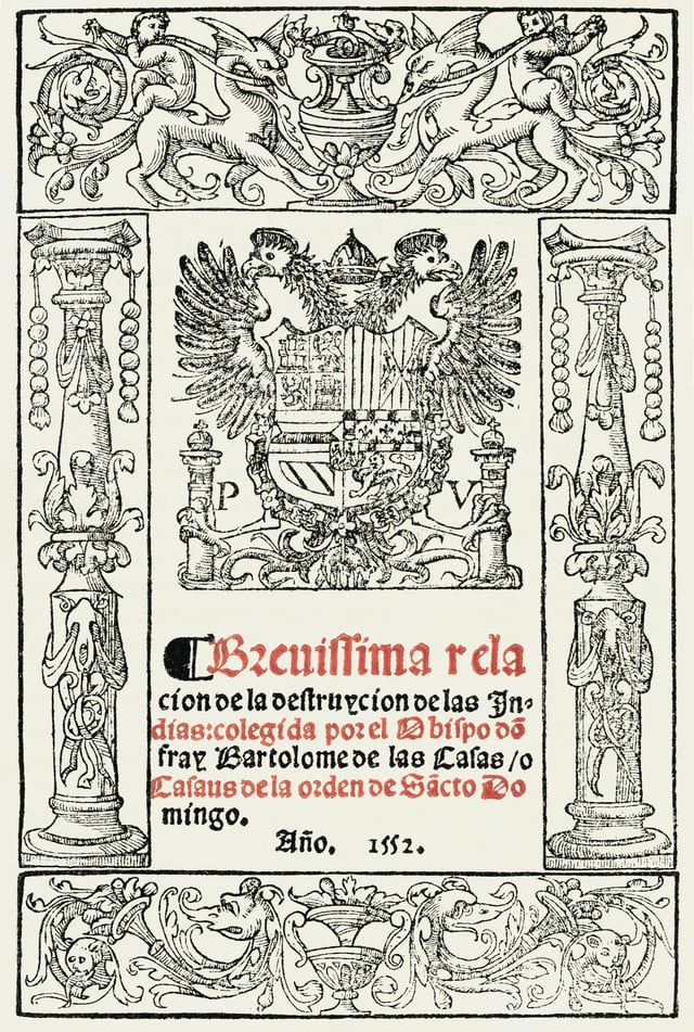 Cover of the Brevísima relación de la destrucción de las Indias (1552), Bartolomé de las Casas