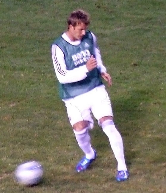 Beckham warming up with Real Madrid in August 2006