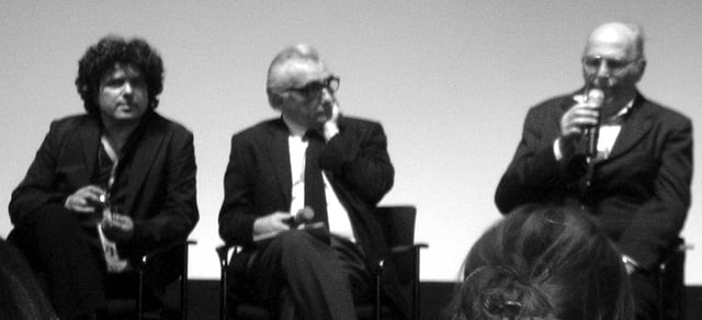 From left: Salvo Cuccia, Scorsese and Vittorio De Seta at the 2005 Tribeca Film Festival