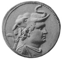The Greco-Bactrian king Demetrius (reigned c. 200 – c. 180 BC), wearing an elephant scalp, took over Alexander's legacy in the east by again invading India, and establishing the Indo-Greek kingdom (180 BC–10 AD).